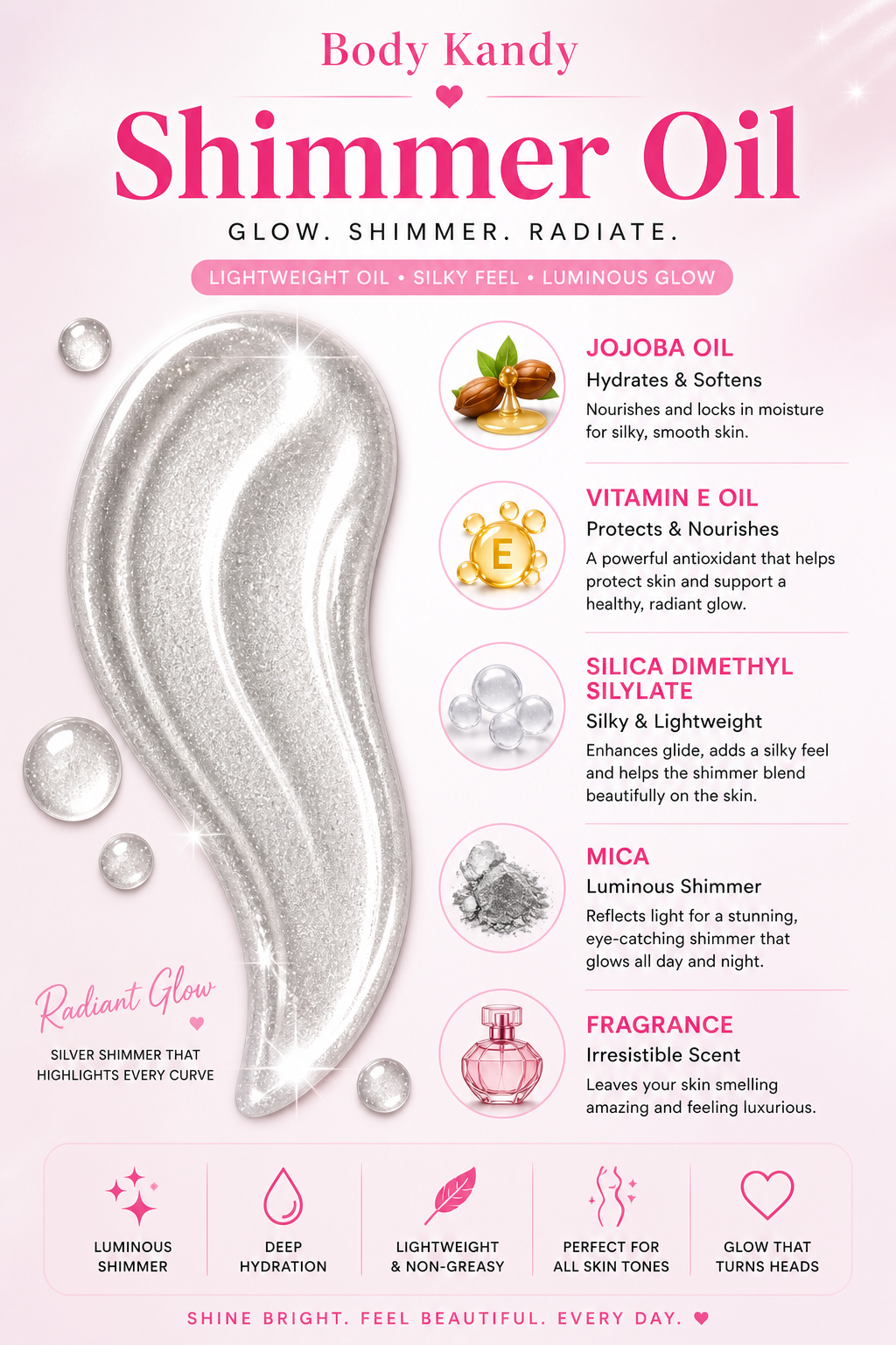 Pink Vanilla Bean Shimmer Oil